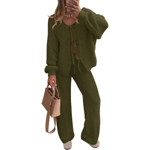 ZESICA Women’s 2 Piece Outfits 2026 Fall Lounge Pajama Sets(Armygreen)