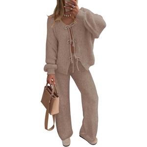 ZESICA Women’s 2 Piece Outfits 2026 Fall Lounge Pajama Sets(Khaki)