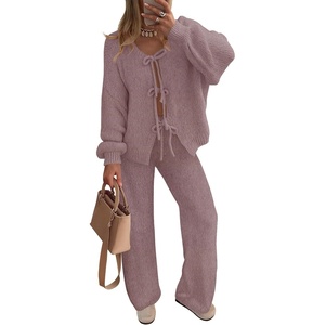 ZESICA Women’s 2 Piece Outfits 2026 Fall Lounge Pajama Sets(Taro)