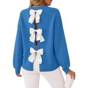 ZESICA Women’s Fall Bow Knot Oversized Sweaters Trendy Pullover Tops(Klein Blue)