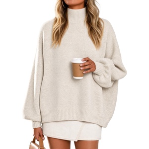 ZESICA Women’s Fall Winter Long Sleeve Turtleneck Oversized Sweaters(Apricot)