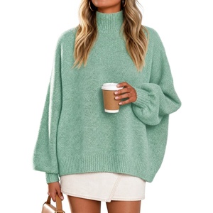 ZESICA Women’s Fall Winter Long Sleeve Turtleneck Oversized Sweaters(Light Green)