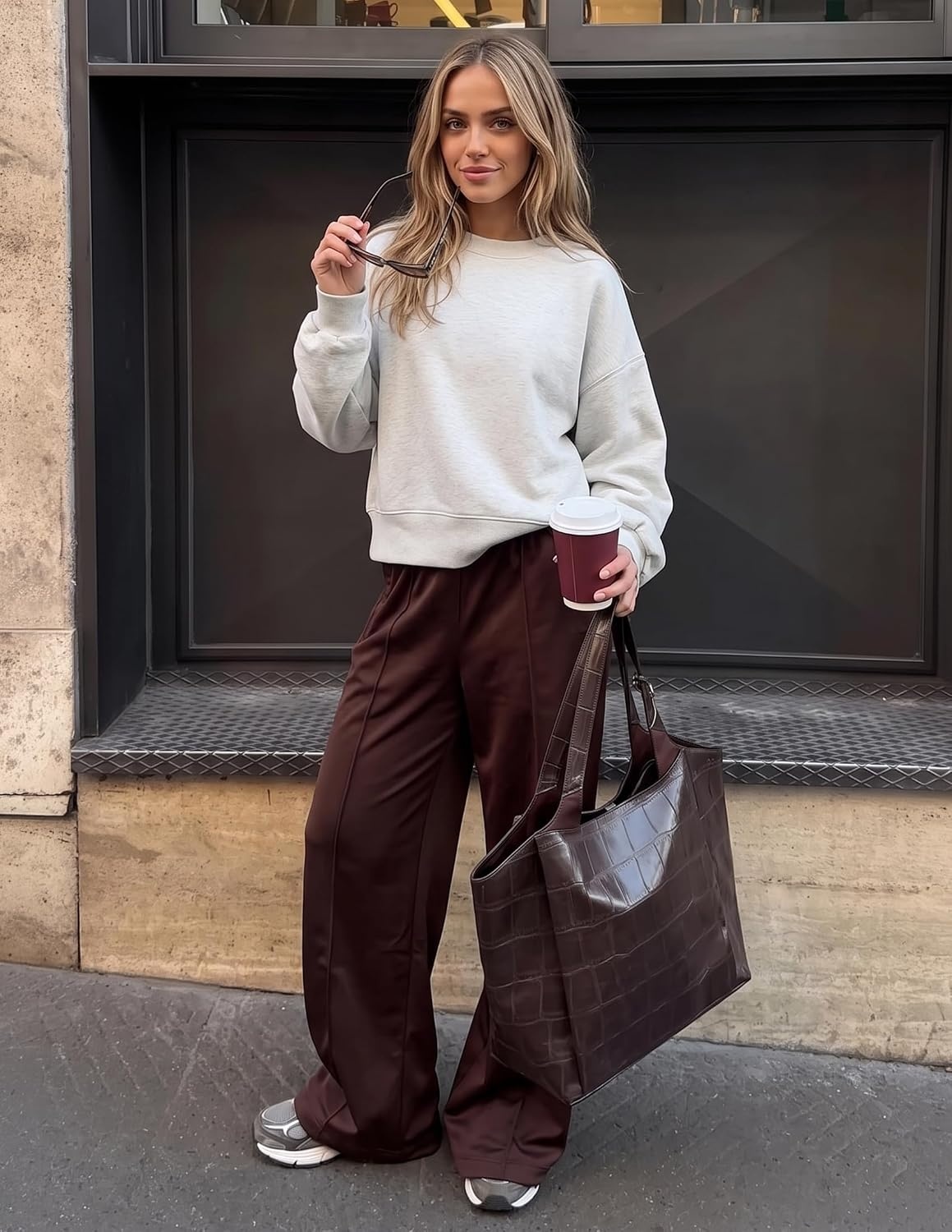 image:imageZESICA Two Piece Lounge Sets for Women Fall Sweatsuit Tracksuit OutfitsLight Grey