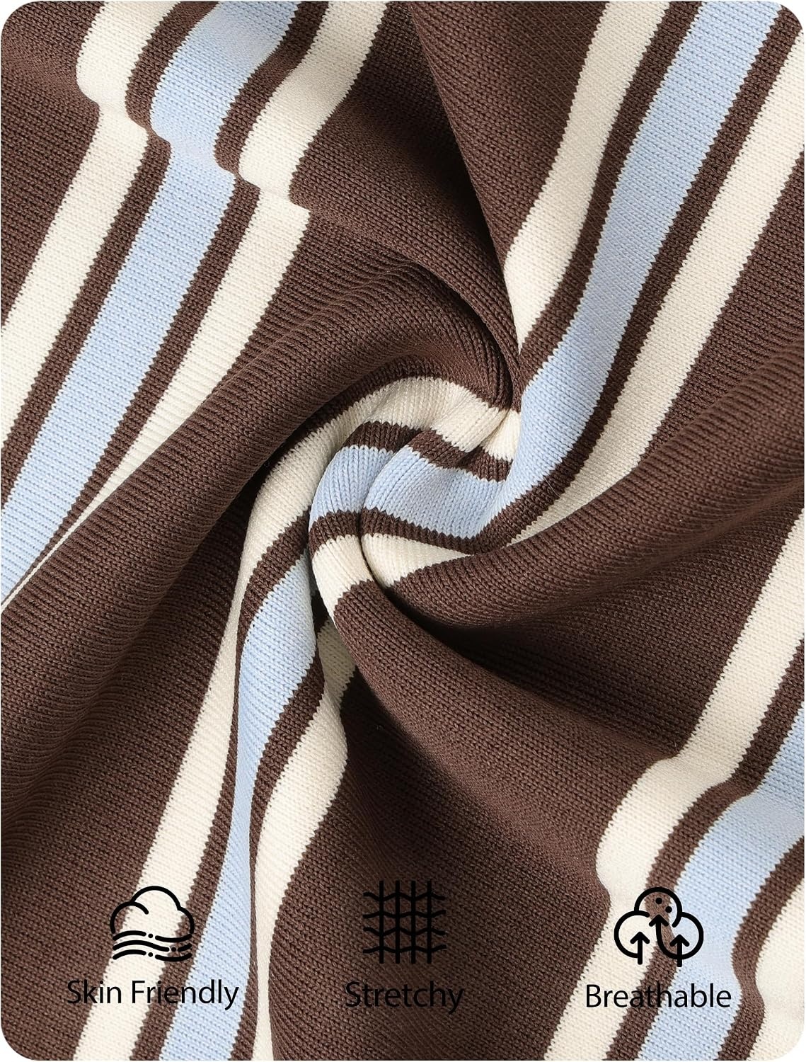 image:imageZESICA Womens Striped Oversized Fall Long Sleeve TShirts Y2K Going Out TopBrown
