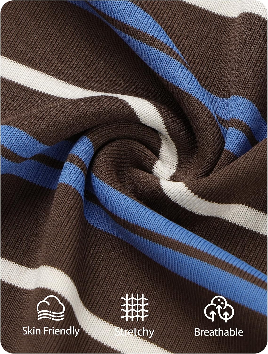 image:imageZESICA Womens Striped Oversized Fall Long Sleeve TShirts Y2K Going Out TopDark Brown