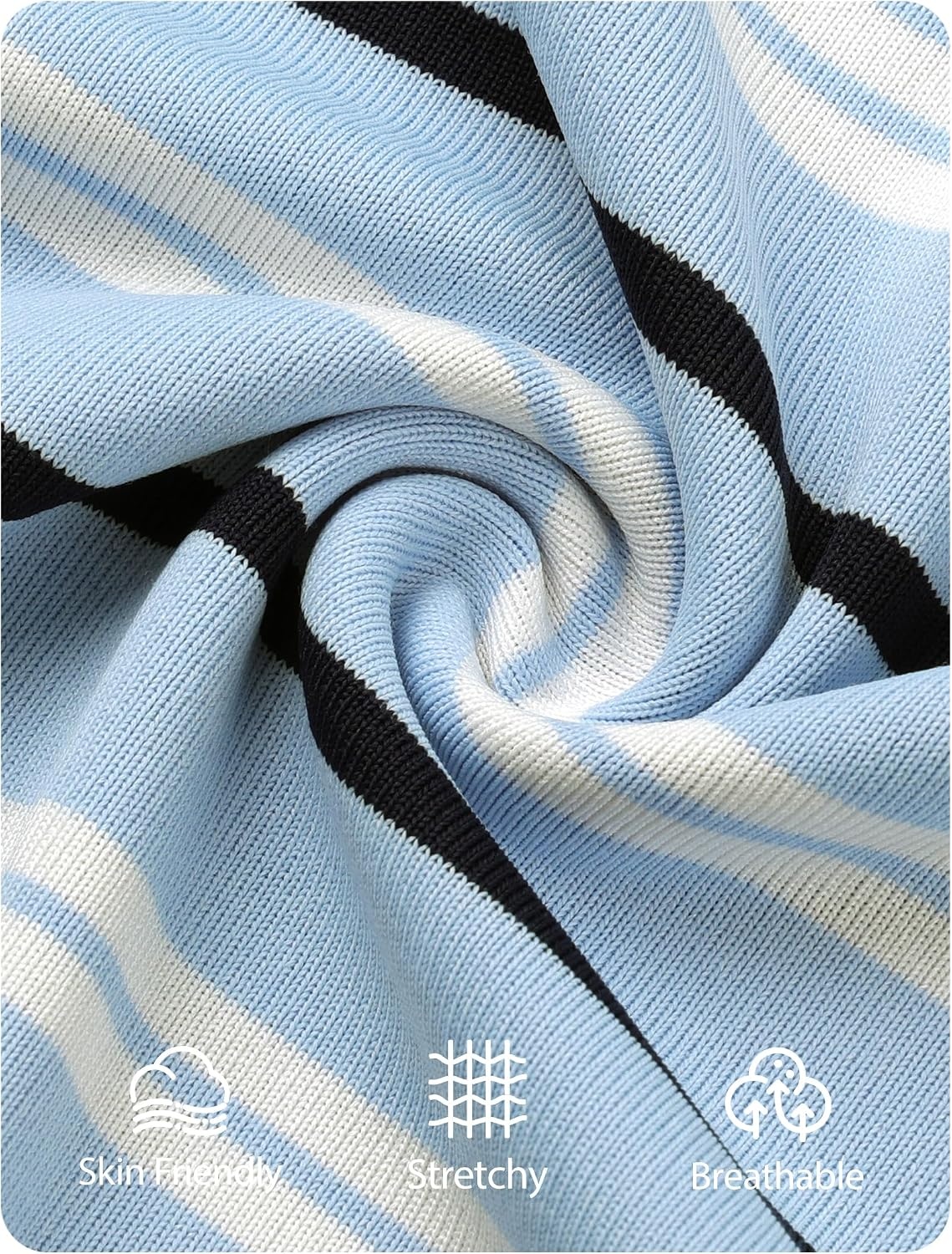 image:imageZESICA Womens Striped Oversized Fall Long Sleeve TShirts Y2K Going Out TopLight Blue