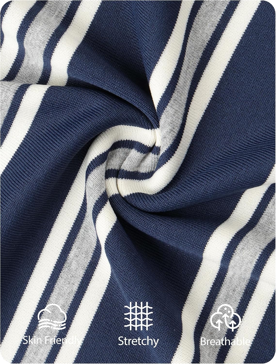 image:imageZESICA Womens Striped Oversized Fall Long Sleeve TShirts Y2K Going Out TopNavy