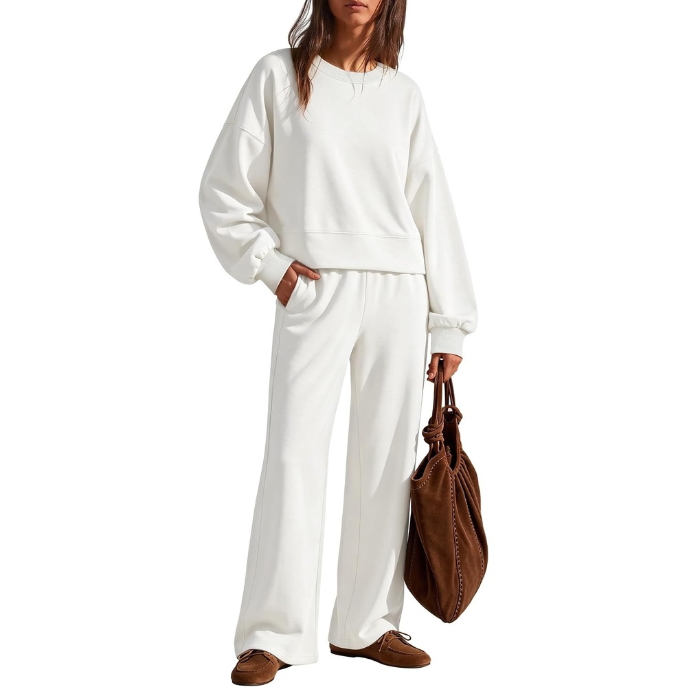 image:imageZESICA Two Piece Lounge Sets for Women Fall Sweatsuit Tracksuit OutfitsWhite