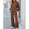 ZESICA Two Piece Lounge Sets for Women Fall Sweatsuit Tracksuit Outfits(Brown)