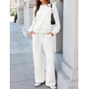 ZESICA Two Piece Lounge Sets for Women Fall Sweatsuit Tracksuit Outfits(White)
