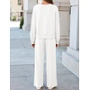 ZESICA Two Piece Lounge Sets for Women Fall Sweatsuit Tracksuit Outfits(White)