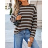 ZESICA Womens Striped Oversized Fall Long Sleeve T-Shirts Y2K Going Out Top(Brown)