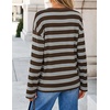 ZESICA Womens Striped Oversized Fall Long Sleeve T-Shirts Y2K Going Out Top(Brown)