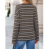ZESICA Womens Striped Oversized Fall Long Sleeve T-Shirts Y2K Going Out Top(Coffee)