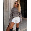 ZESICA Womens Striped Oversized Fall Long Sleeve T-Shirts Y2K Going Out Top(Coffee)