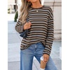 ZESICA Womens Striped Oversized Fall Long Sleeve T-Shirts Y2K Going Out Top(Coffee)