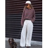 ZESICA Womens Striped Oversized Fall Long Sleeve T-Shirts Y2K Going Out Top(Wine)