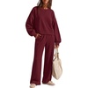 ZESICA Two Piece Lounge Sets for Women Fall Sweatsuit Tracksuit Outfits(Burgundy)