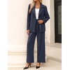 ZESICA Women’s 2 Piece Striped Suit Sets Business Casual Outfits(Navy)