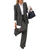 ZESICA Women’s 2 Piece Striped Suit Sets Business Casual Outfits(Darkgrey)
