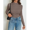 ZESICA Women’s 2026 Fall Long Sleeve Mock Neck Tops Going Out Knit Shirts(Coffee)
