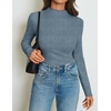 ZESICA Women’s 2026 Fall Long Sleeve Mock Neck Tops Going Out Knit Shirts(Dusty Blue)