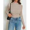 ZESICA Women’s 2026 Fall Long Sleeve Mock Neck Tops Going Out Knit Shirts(Light Khaki)