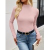 ZESICA Women’s 2026 Fall Long Sleeve Mock Neck Tops Going Out Knit Shirts(Sakura Pink)