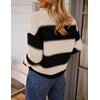 ZESICA Women’s 2026 Fall Oversized Striped Cozy Casual Long Sleeve Sweaters(Black)