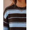 ZESICA Women’s 2026 Fall Oversized Striped Cozy Casual Long Sleeve Sweaters(Blue Coffee)
