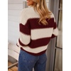 ZESICA Women’s 2026 Fall Oversized Striped Cozy Casual Long Sleeve Sweaters(Burgundy)