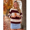 ZESICA Women’s 2026 Fall Oversized Striped Cozy Casual Long Sleeve Sweaters(Burgundy)