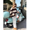 ZESICA Women’s 2026 Fall Oversized Striped Cozy Casual Long Sleeve Sweaters(Coffee)