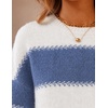 ZESICA Women’s 2026 Fall Oversized Striped Cozy Casual Long Sleeve Sweaters(Dusty Blue)