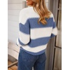 ZESICA Women’s 2026 Fall Oversized Striped Cozy Casual Long Sleeve Sweaters(Dusty Blue)