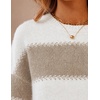 ZESICA Women’s 2026 Fall Oversized Striped Cozy Casual Long Sleeve Sweaters(Light Khaki)