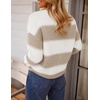 ZESICA Women’s 2026 Fall Oversized Striped Cozy Casual Long Sleeve Sweaters(Light Khaki)