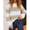 ZESICA Women’s 2026 Fall Oversized Striped Cozy Casual Long Sleeve Sweaters(Light Khaki)