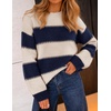 ZESICA Women’s 2026 Fall Oversized Striped Cozy Casual Long Sleeve Sweaters(Navy)