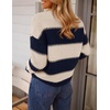 ZESICA Women’s 2026 Fall Oversized Striped Cozy Casual Long Sleeve Sweaters(Navy)