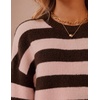 ZESICA Women’s 2026 Fall Oversized Striped Cozy Casual Long Sleeve Sweaters(Pink Coffee)