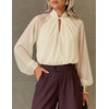 ZESICA Womens Fall Long Sleeve Chiffon Blouses Dressy Casual Work Tops(Apricot)