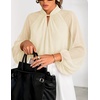 ZESICA Womens Fall Long Sleeve Chiffon Blouses Dressy Casual Work Tops(Apricot)