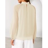 ZESICA Womens Fall Long Sleeve Chiffon Blouses Dressy Casual Work Tops(Apricot)
