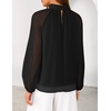 ZESICA Womens Fall Long Sleeve Chiffon Blouses Dressy Casual Work Tops(Black)