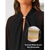 ZESICA Womens Fall Long Sleeve Chiffon Blouses Dressy Casual Work Tops(Black)