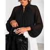 ZESICA Womens Fall Long Sleeve Chiffon Blouses Dressy Casual Work Tops(Black)