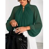 ZESICA Womens Fall Long Sleeve Chiffon Blouses Dressy Casual Work Tops(Dark Green)