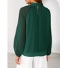 ZESICA Womens Fall Long Sleeve Chiffon Blouses Dressy Casual Work Tops(Dark Green)