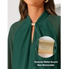 ZESICA Womens Fall Long Sleeve Chiffon Blouses Dressy Casual Work Tops(Dark Green)